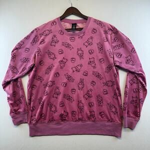 Disney Winnie the Pooh Pink Velour Sweatshirt Pajama Top Soft Bear Honey Large